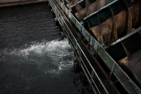 Water screw in a dam Stock Photos