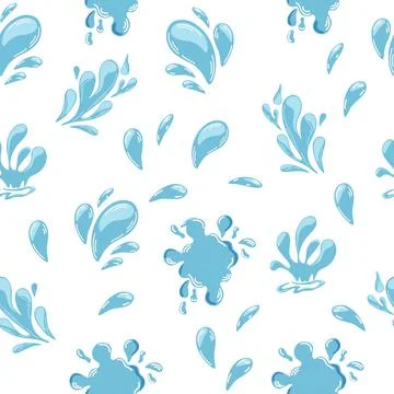 Water seamless pattern. Splashes and drops of water background. Ecology, natu イラスト素材