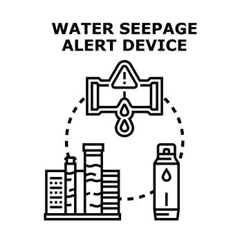 Water seepage alert device detecting leakage icon Ilustración de archivo