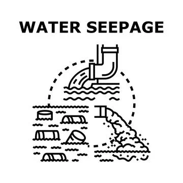 Water seepage and pollution causing environmental damage Stock Illustration