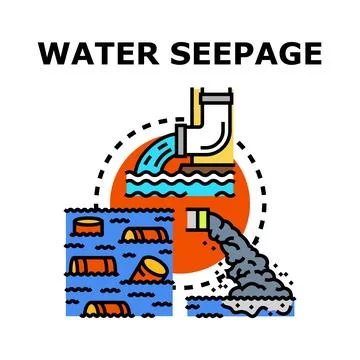 Water seepage and pollution causing environmental damage Stock Illustration