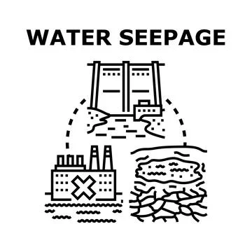 Water seepage causing environmental pollution and drought Stock Illustration