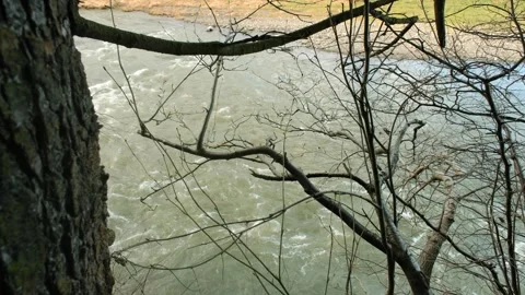 The water is seething on the river rapids. mountain river. Raging mountain river Stock Footage 264949435