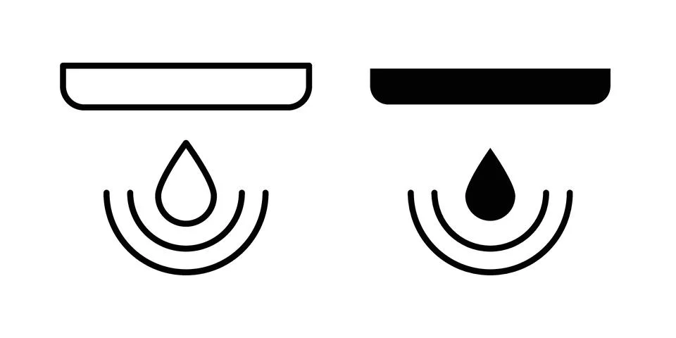 Water sensor icon linear versions pack on white background Stock Illustration