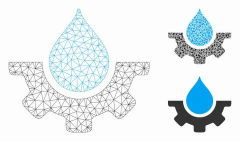 Water Service Vector Mesh Wire Frame Model and Triangle Mosaic Icon Stock Illustration