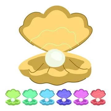 Water shell pearl vector cartoon graphic 스톡 일러스트