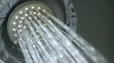 Water shoots out of shower head. (v.1) Stock Footage 1103353