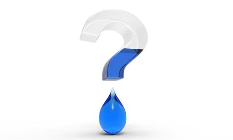 Water Shortage Question Mark 3D Render Concept Stock Illustration