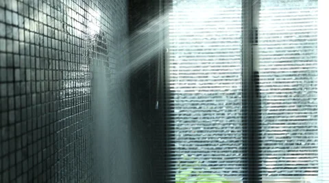 Water from shower head on the wall Stock Footage 63382090