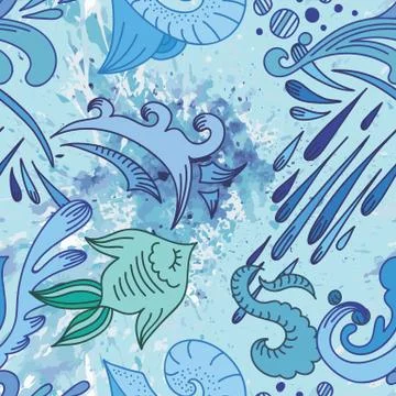 Water Sketch Pattern Illustrazione stock