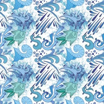 Water Sketch Pattern Stock Illustration