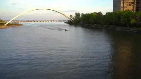 Water ski in the Humber River Stock Footage 133849799