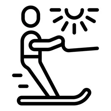 Water ski icon outline vector. Summer sport Stock Illustration
