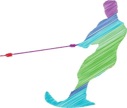 Water Skier in Action. Scribble Illustration Stock Illustration