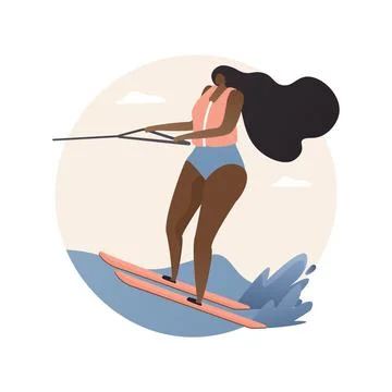 Water skiing abstract concept vector illustration. Illustrazione stock