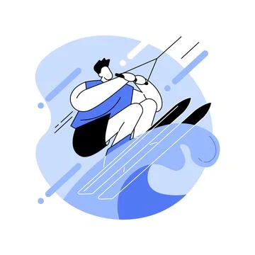 Water skiing abstract concept vector illustration. Illustrazione stock