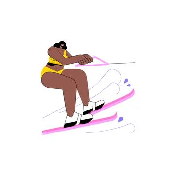 Water skiing abstract concept vector illustration. Illustrazione stock