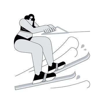 Water skiing abstract concept vector illustration. Illustrazione stock