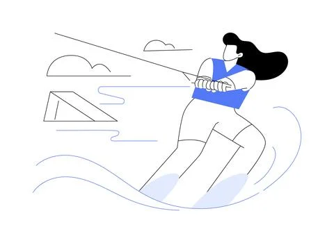 Water skiing abstract concept vector illustration. イラスト素材
