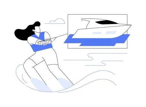 Water skiing abstract concept vector illustration. イラスト素材