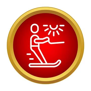 Water skiing icon representing summer water sport activity Stock Illustration