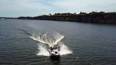 Water Skiing at the Lake Stock Footage 114927393