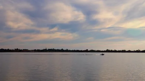 Water Skiing on the lake Stock Footage 307579920