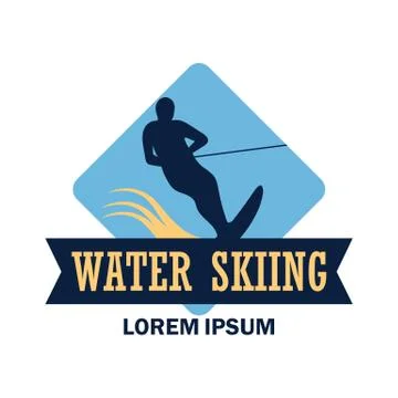 Water skiing logo with text space for your slogan Stock Illustration