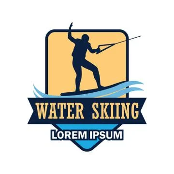 Water skiing logo with text space for your slogan Stock Illustration
