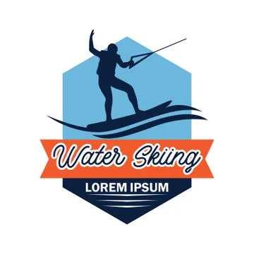 Water skiing logo with text space for your slogan Stock Illustration