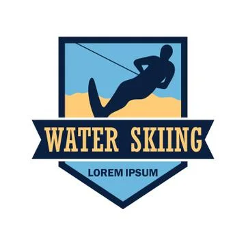 Water skiing logo with text space for your slogan Stock Illustration