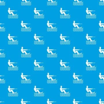 Water skiing man pattern seamless blue Stock Illustration