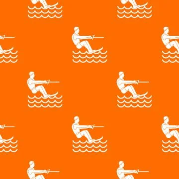 Water skiing man pattern seamless Stock Illustration
