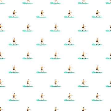 Water skiing pattern with man enjoying the summer sport Stock Illustration