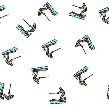 Water skiing vector seamless pattern Stock Illustration