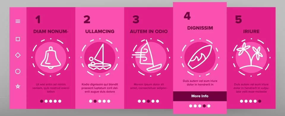 Water Skiing, Windsurfing Linear Vector Onboarding Stock Illustration
