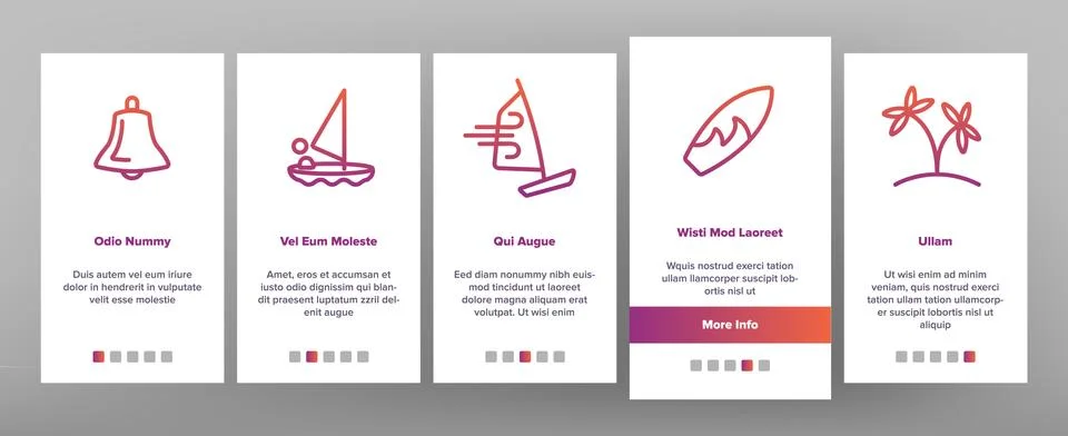 Water Skiing, Windsurfing Linear Vector Onboarding Stock Illustration