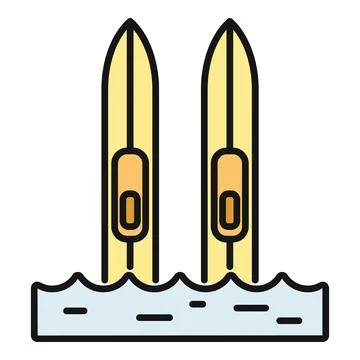 Water skis floating on water surface vector icon Stock Illustration