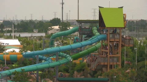 Water Slide Attraction at Aquatica Water Park Video stock 30559148