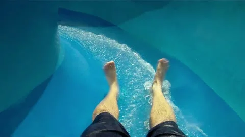 Water Slide Fun Sliding Down GoPro POV Stock Footage