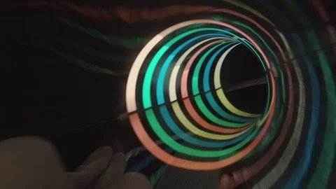 On a water slide in a pipe. First-person view. Stock-Footage 120034815