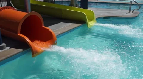 Water Slide Pool Base Stock Footage 40240940
