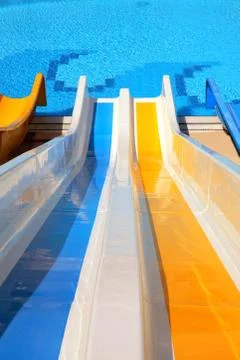 Water slide with pool Stock Photos