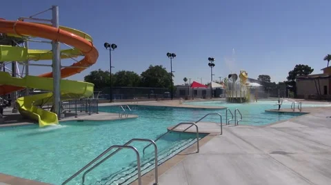 Water Slide Pool Summer Stock Footage 40219826