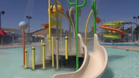 Water Slide Pool Summer Stock Footage 40220109