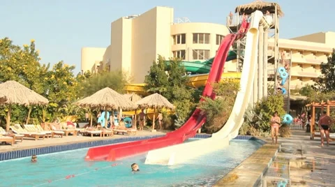Water slide summer fun Stock Footage 8235203