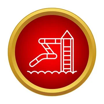Water slide tower icon on a red background Stock Illustration