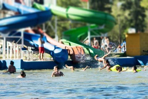 Water slides in a pool Stock Photos