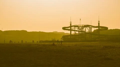 Water slides with sunset light Stock Photos