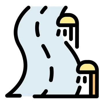 Water slides winding down into refreshing pool, amusement park fun Stock Illustration